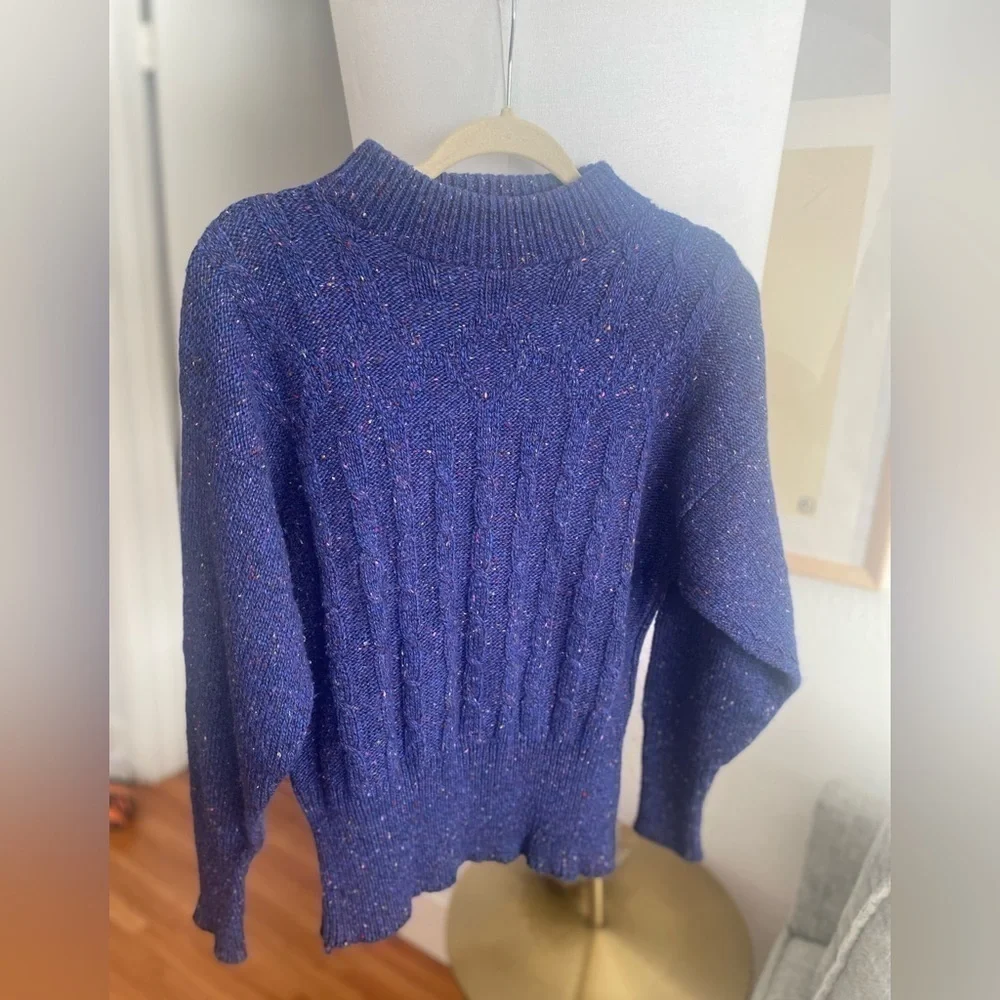 Blue Cable knit Y2K Sweater M Preppy Vintage 90’s Grandma - Picture 7 of 15